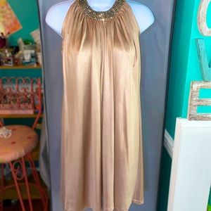 Dipped In Gold: Golden Dress w/ Embellished Collar